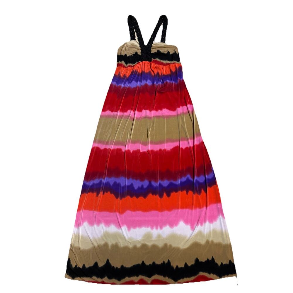 Y2K JULIA Boutique Anthropologie Tie Dye Lace Neck Maxi Dress Size L/XL